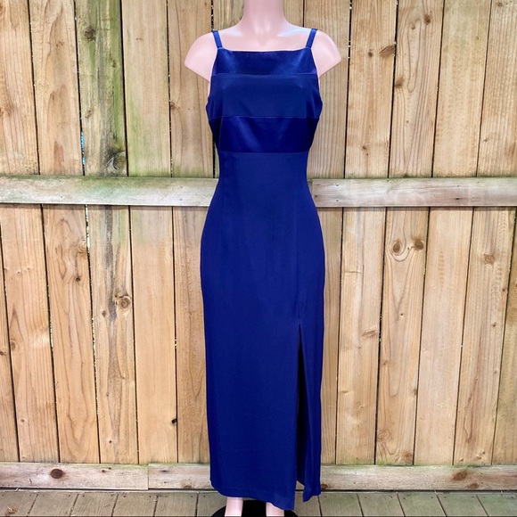 satin square neck maxi dress